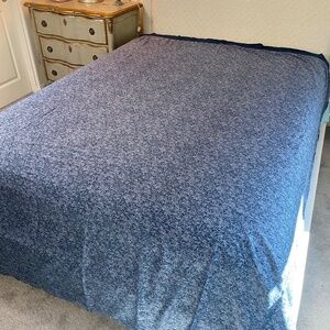 Royal Sateen Full Flat sheet 100% Egyptian cotton blue floral